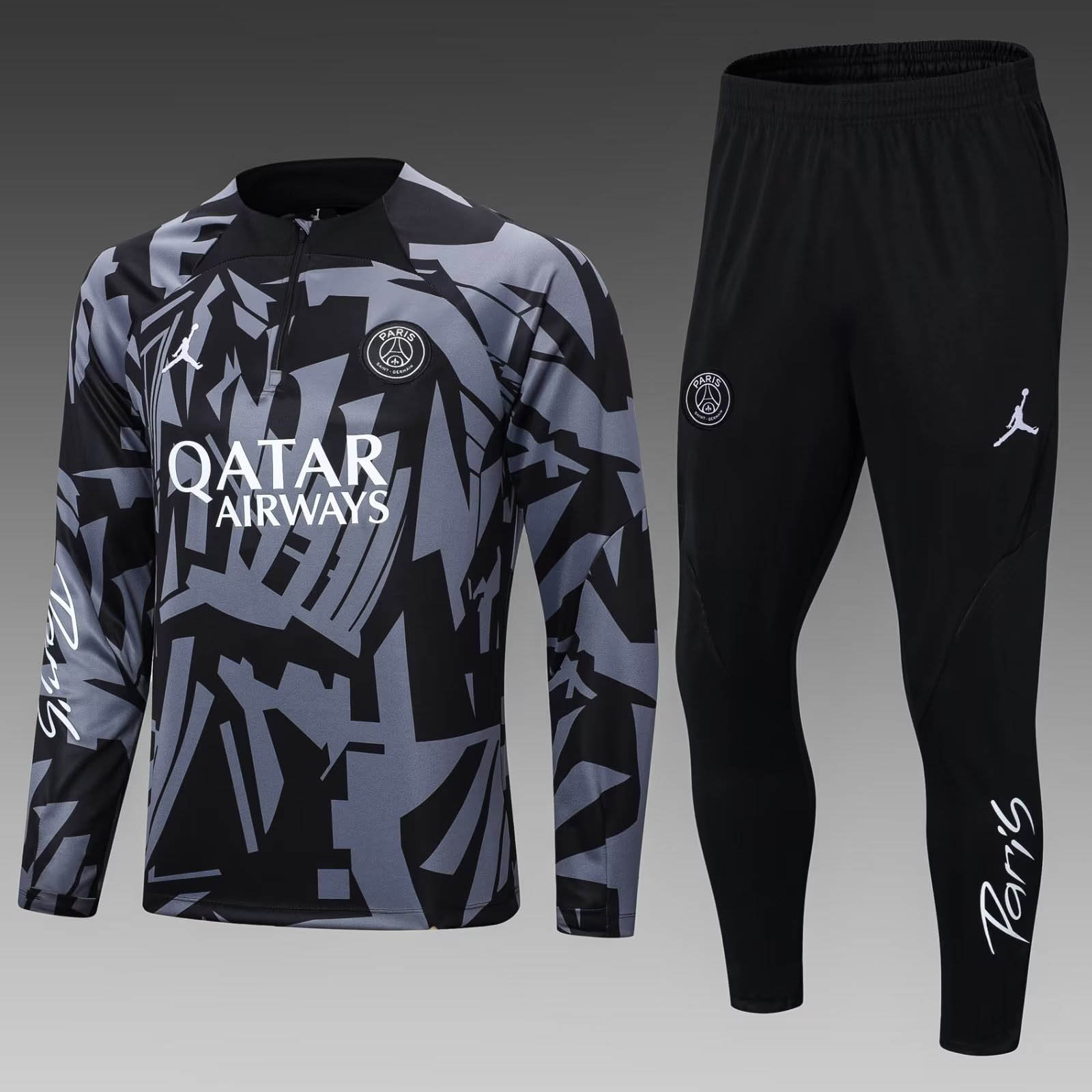 2022/2023 Psg Paris Saint-Germain Half-Pull Training Suit Black Gray Camouflage Set-mysite Custom Football Kit- Nextkits