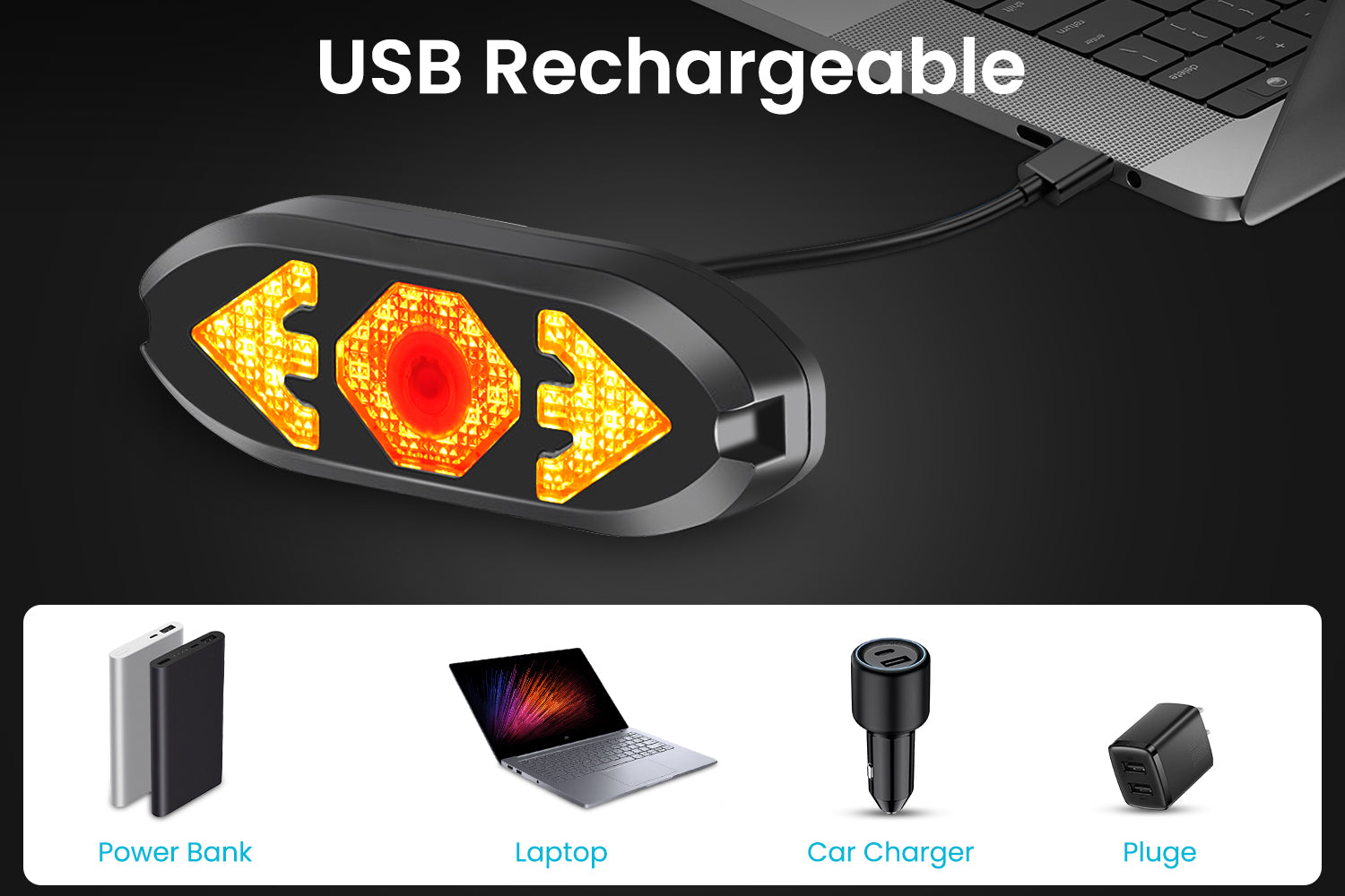 Ebike Tail Light with Turn Signals Wireless Remote Control Waterproof、mySite、bearsvspackers