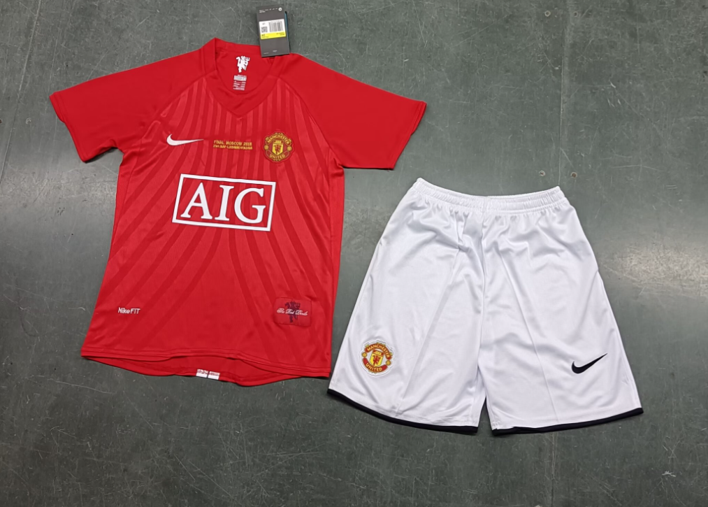07/08 Retro Manchester United Home Champions Final Jersey Kids Size Suit-mysite Custom Football Kit- Nextkits