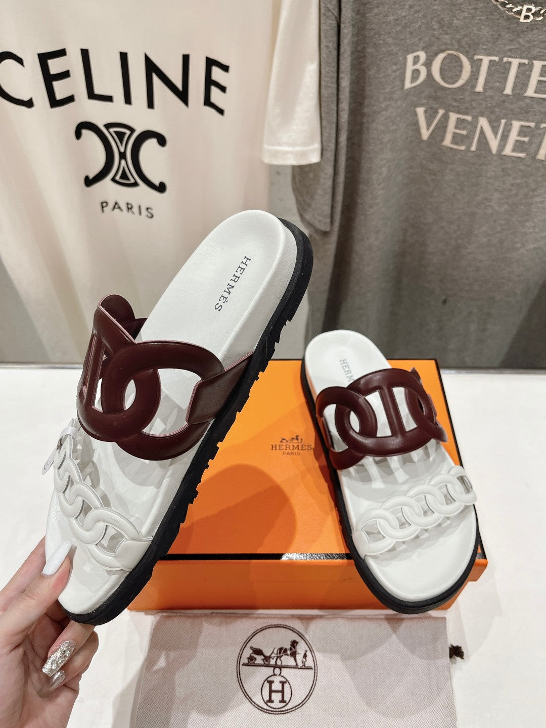 EXTRA SANDAL WHITE MIX BROWN CALFSKIN、mysite、Cacoeks