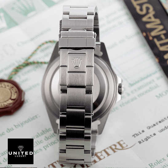 Rolex GMT-Master II Coke 16710 Replica Backside Oyster Bracelet Fold Clasp on the Rolex logo