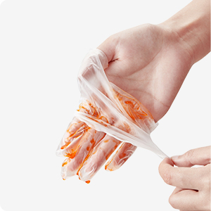 Schneider VMFC20 Clear Disposable Vinyl Exam Gloves are clear see-through, for visual inspections.