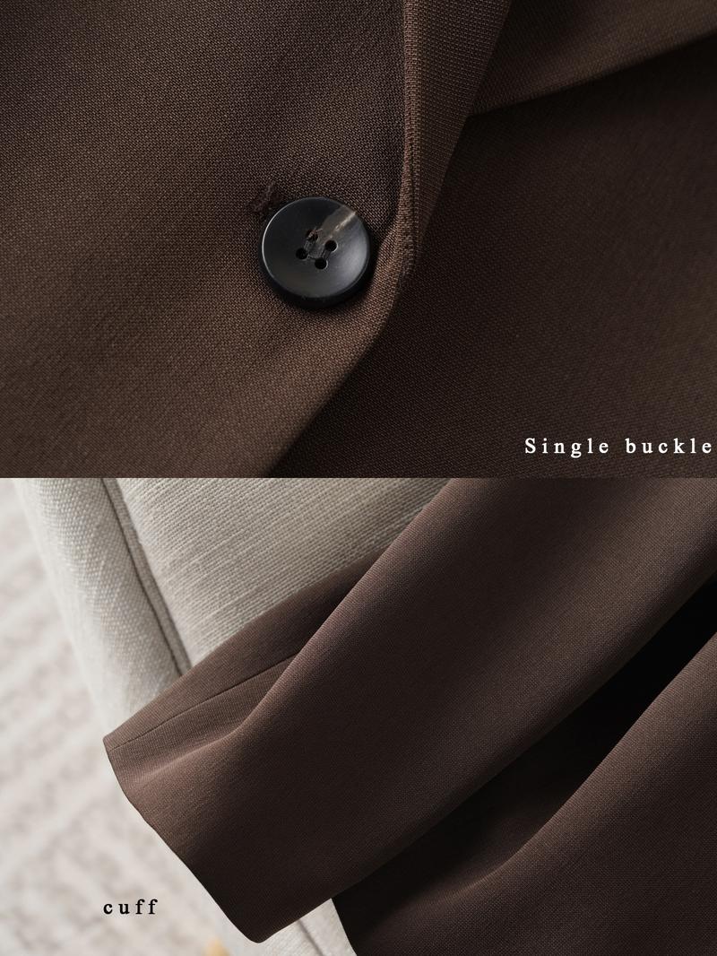 Elegant Women's Blazer Jacket, Fitted Woven Fabric, Long Sleeve Plain Design, Perfect for Office & Spring Autumn Wear, Trendy Blazer
