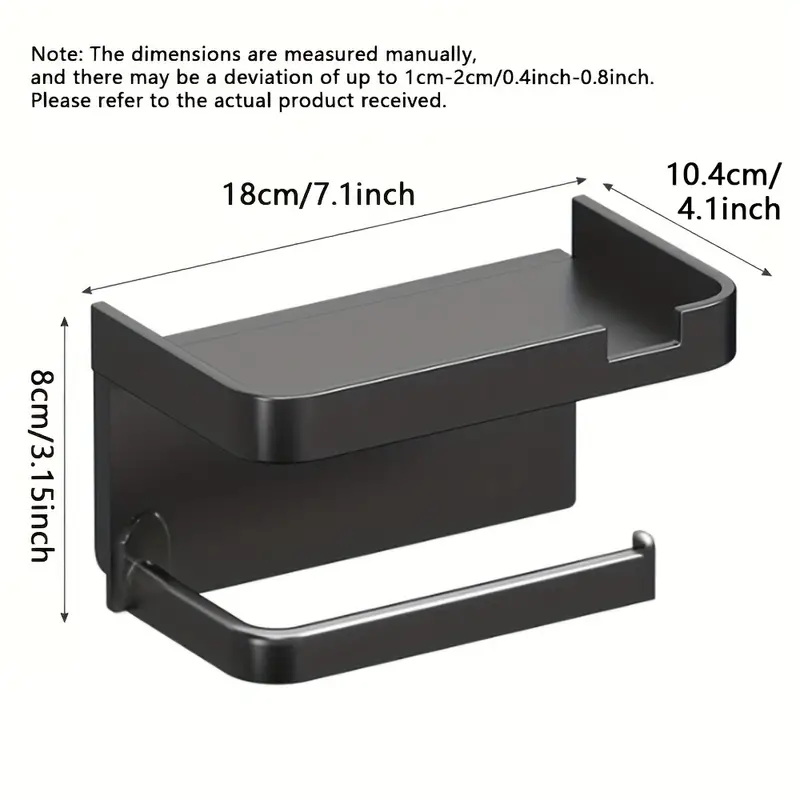 1pc toilet paper storage rack bathroom wall mounted stainless steel holder non punching adhesive tissue box shelf dual purpose storage rack mobile phone holder toiletry organizer bracket bathroom and toilet supplies details 2