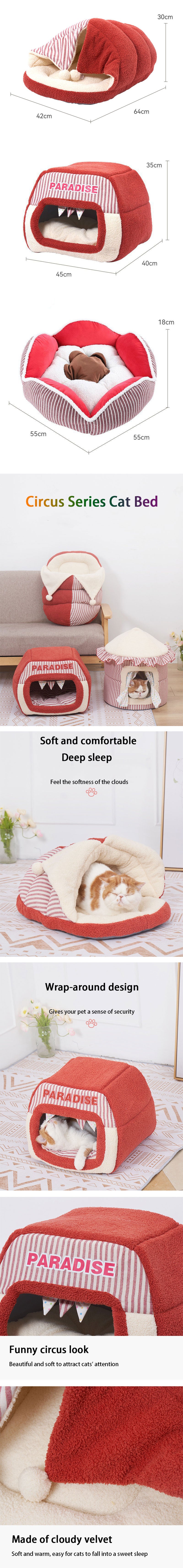 Circus Warm Cat Bed 3 Style Pet Nest