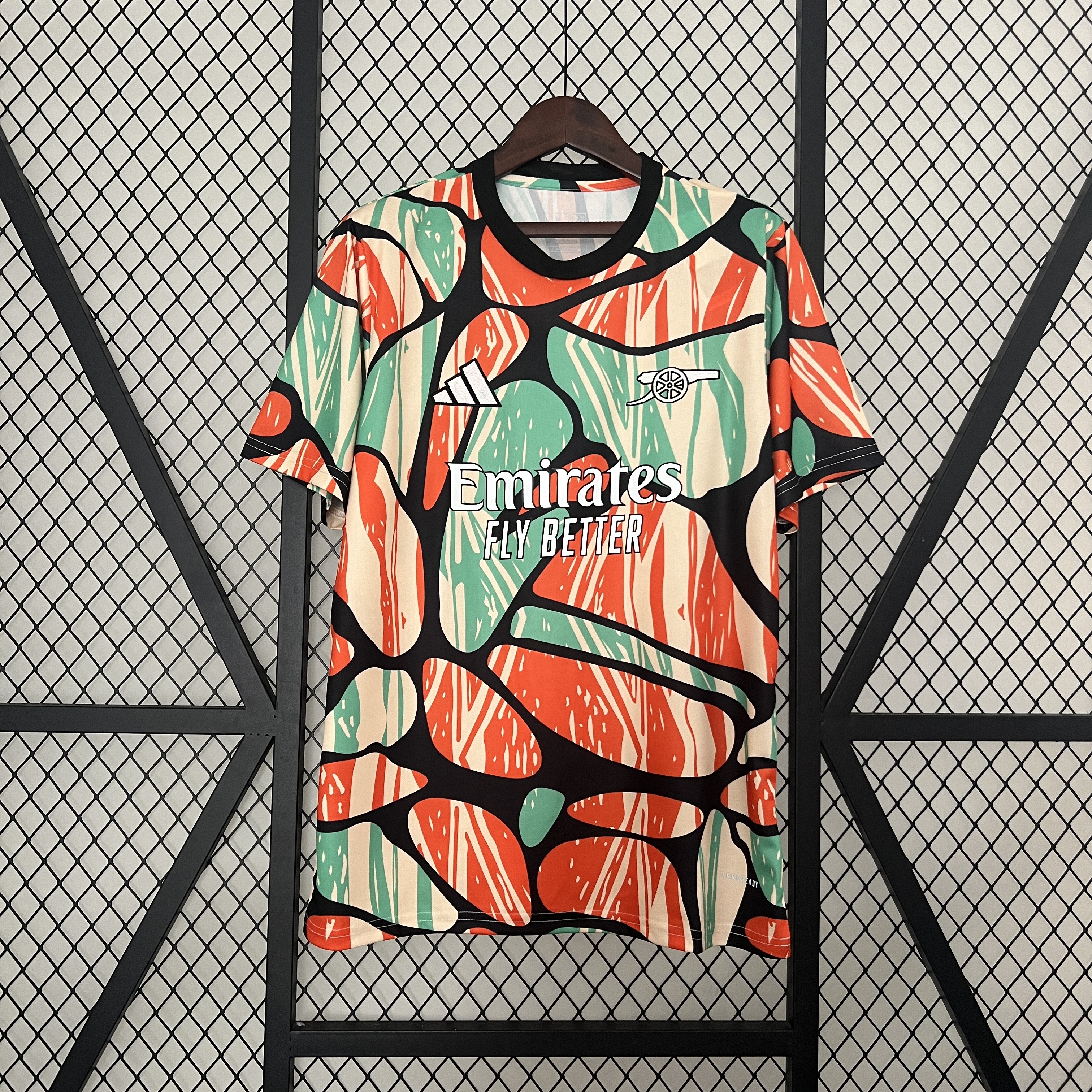 JerseysGala.com | Arsenal 24-25 Red Green Pre-match Jersey - Fans Version -Customize Name, Number and Patch | Worldwide Shipping