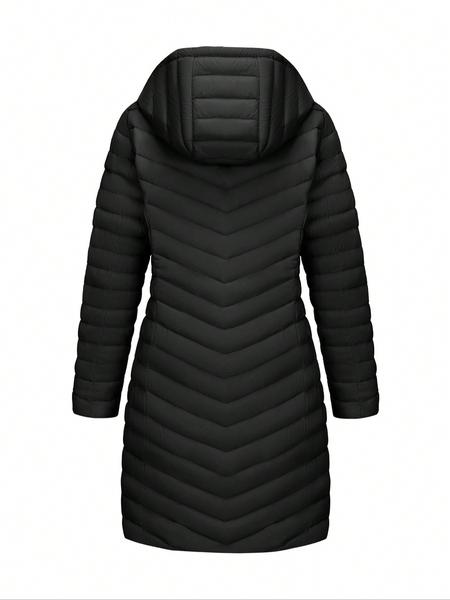 Women's Fall Winter Long Hooded Cotton Jacket, Windproof Waterproof Coat, Lightweight Down Vest, Casual Daily Wear, Warm Comfortable