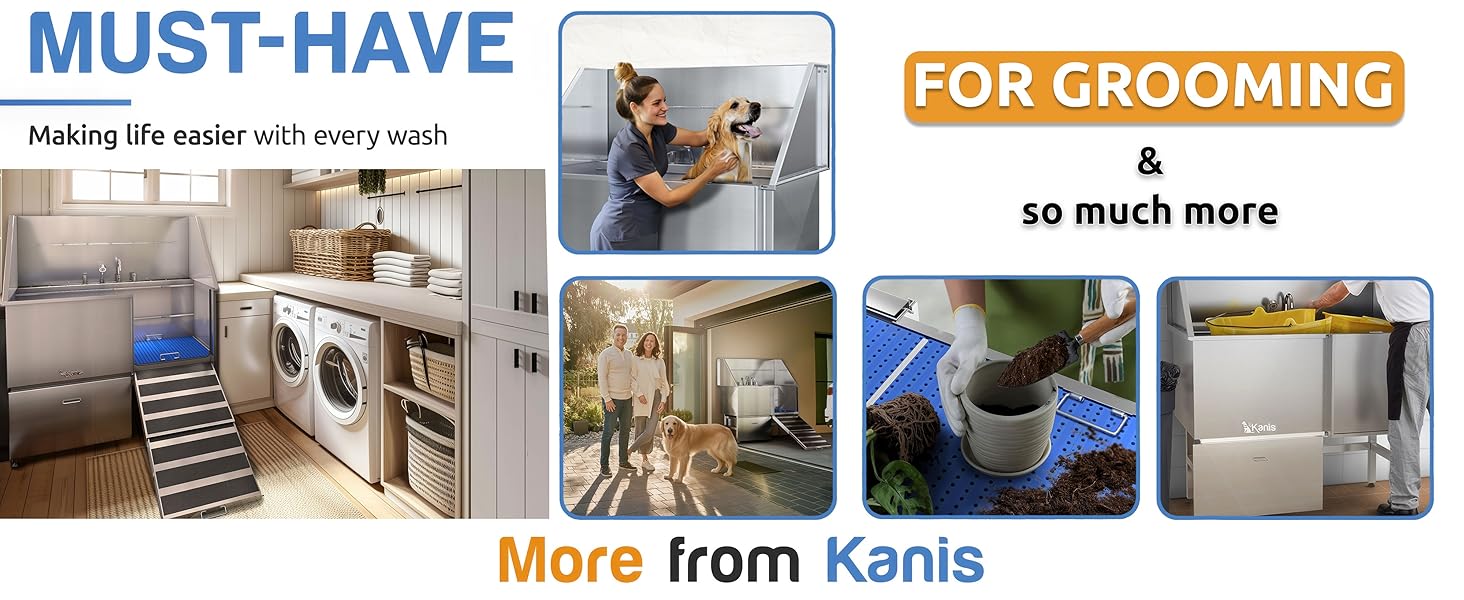 kanis professional dog washing station, dog wash station, dog grooming tub for large dogs