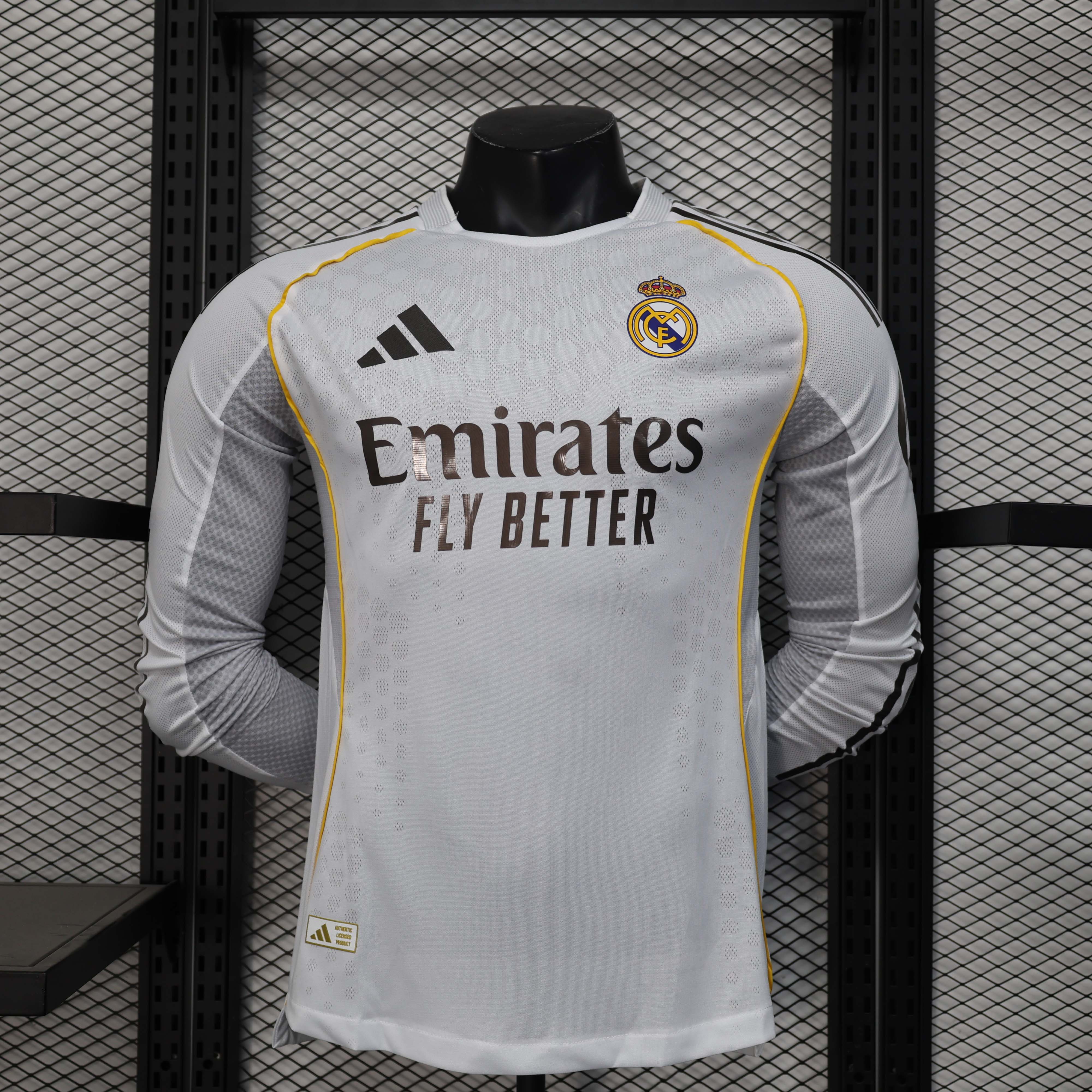 2025/2026 Long Sleeve Player Version Real Madrid Home Football Shirt1:1 Thai Quality:football jersey mysite: unitedjerseyfootball 邓江浪:football