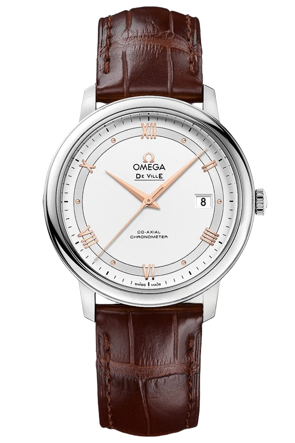 Omega De Ville Ref. 424.13.40.20.02.002 Super Clone Watch – Silver Dial Leather Strap Fake Replica