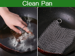 Cast Iron Cleaner 8"x6" Chain Mail Scrubber 316L Premium Stainless Steel Chainmail Scrubbe