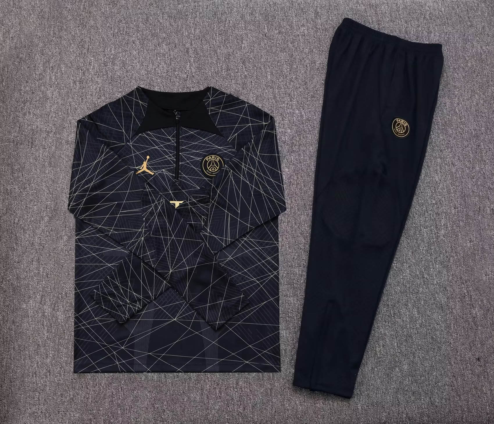 2022/2023 Psg Paris Saint-Germain Half-Pull Training Suit Black Gold Set:football jersey mysite: unitedjerseyfootball 邓江浪:football