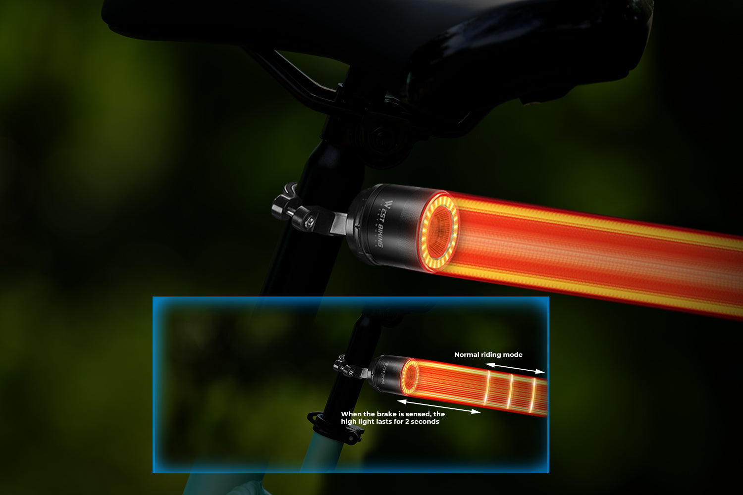 Smart Ebike Tail Light Brake Sensing Rear Light、mySite、bearsvspackers