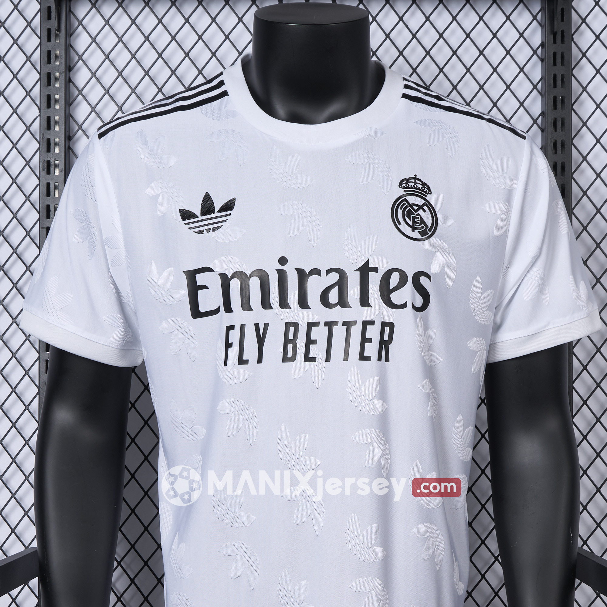 ManixJersey.com | Real Madrid 24-25 Trefoil White Jersey - Player Version -Customize Name, Number and Patch | Worldwide Shipping