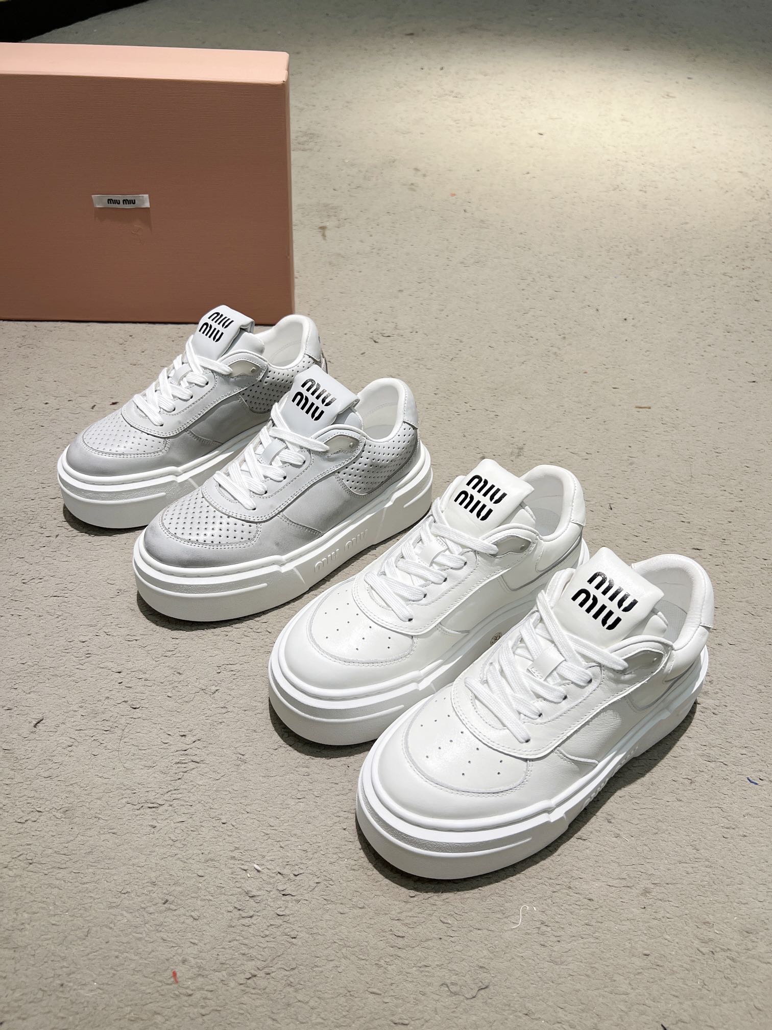 Sneakers Thick-soled Light Gray Cowhide、mysite、Cacoeks