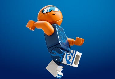 B'Ball fej minifigurájának közeli képe