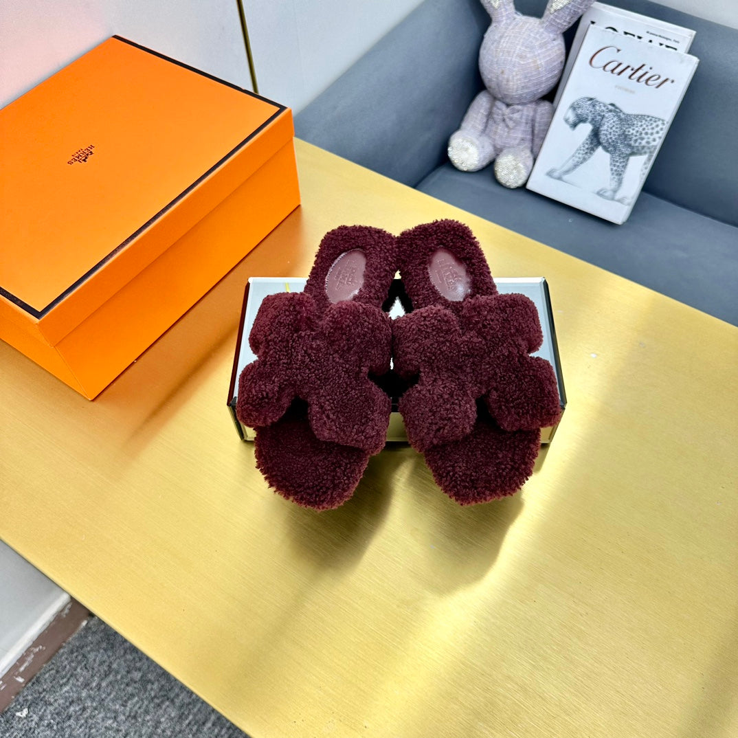 0RAN SHEARLING SANDALS MAHOGANY RED、mysite、Cacoeks