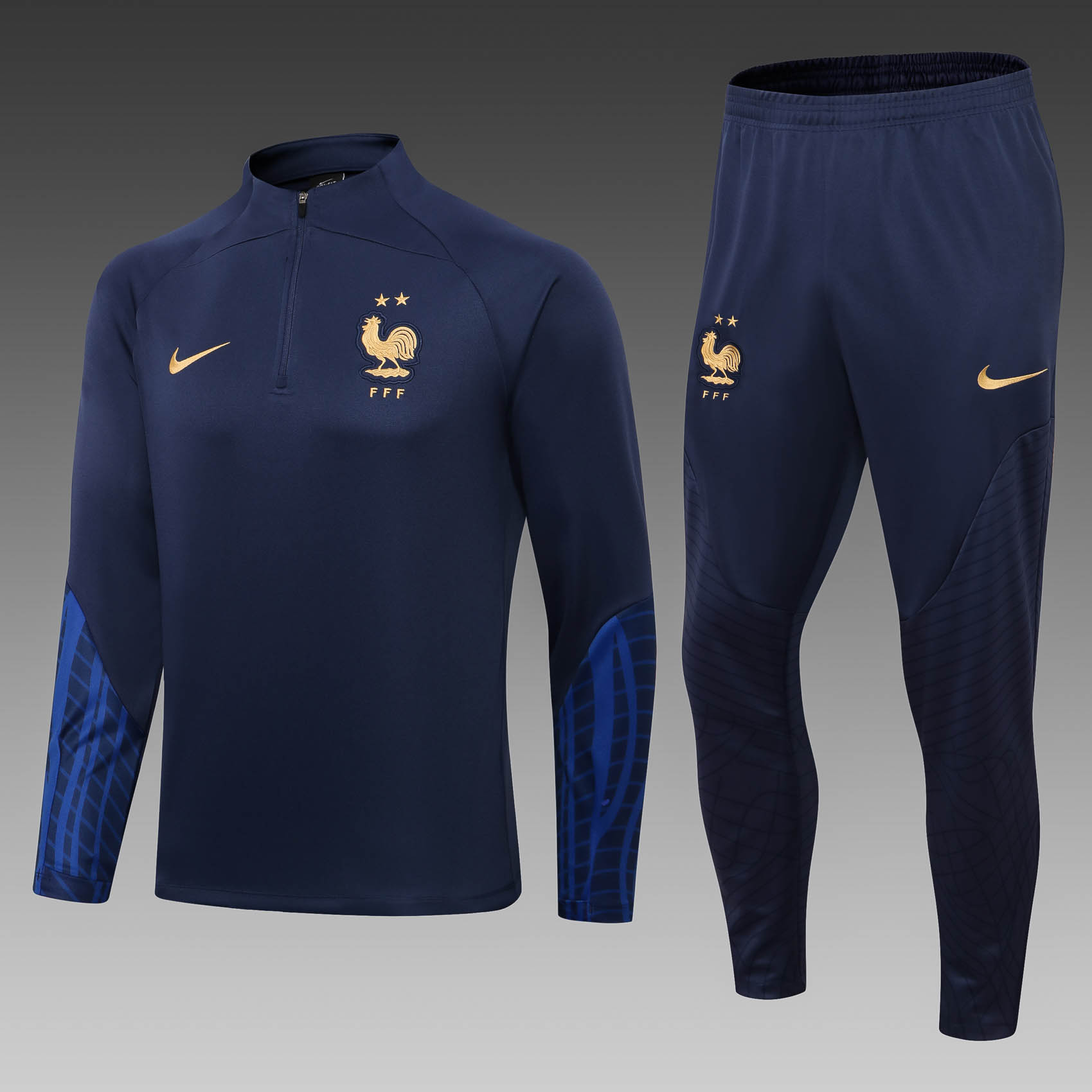 2022 France Half-Pull Training Suit Royal Blue Football Shirt Set-mysite Custom Football Kit- Nextkits