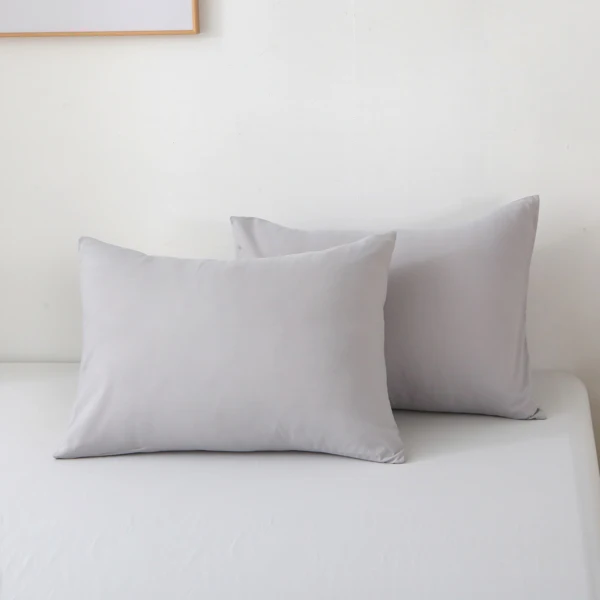 纯色三件套 不含填充物 枕套*2 (51cm*66cm)+被套*1 (229cm*229cm) Queen Size 胖被3件套 灰白-23