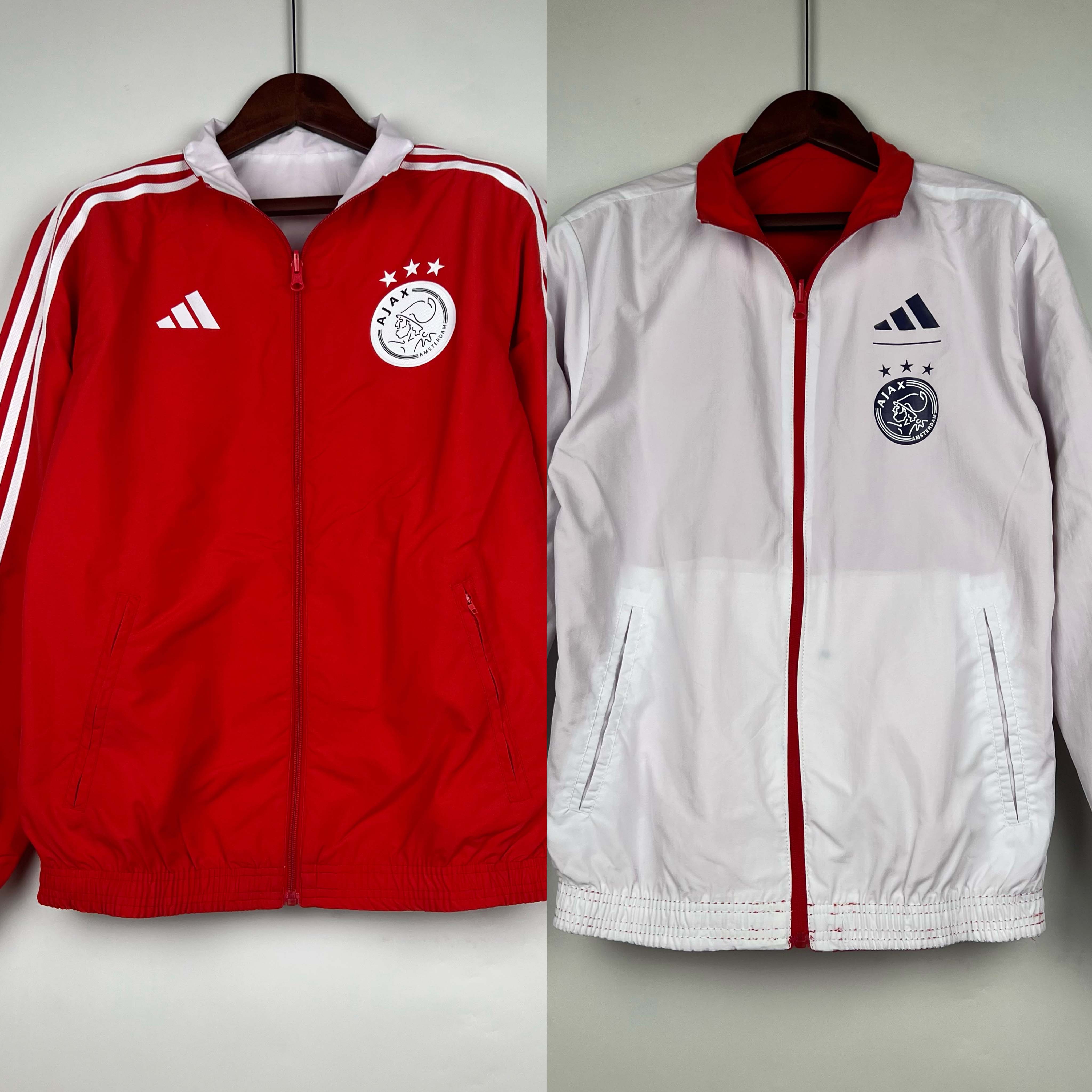 2023/2024 Ajax Reversible Windbreaker(Red-White)Soccer Jersey 1:1 Thai Quality:football jersey mysite: unitedjerseyfootball 邓江浪:football