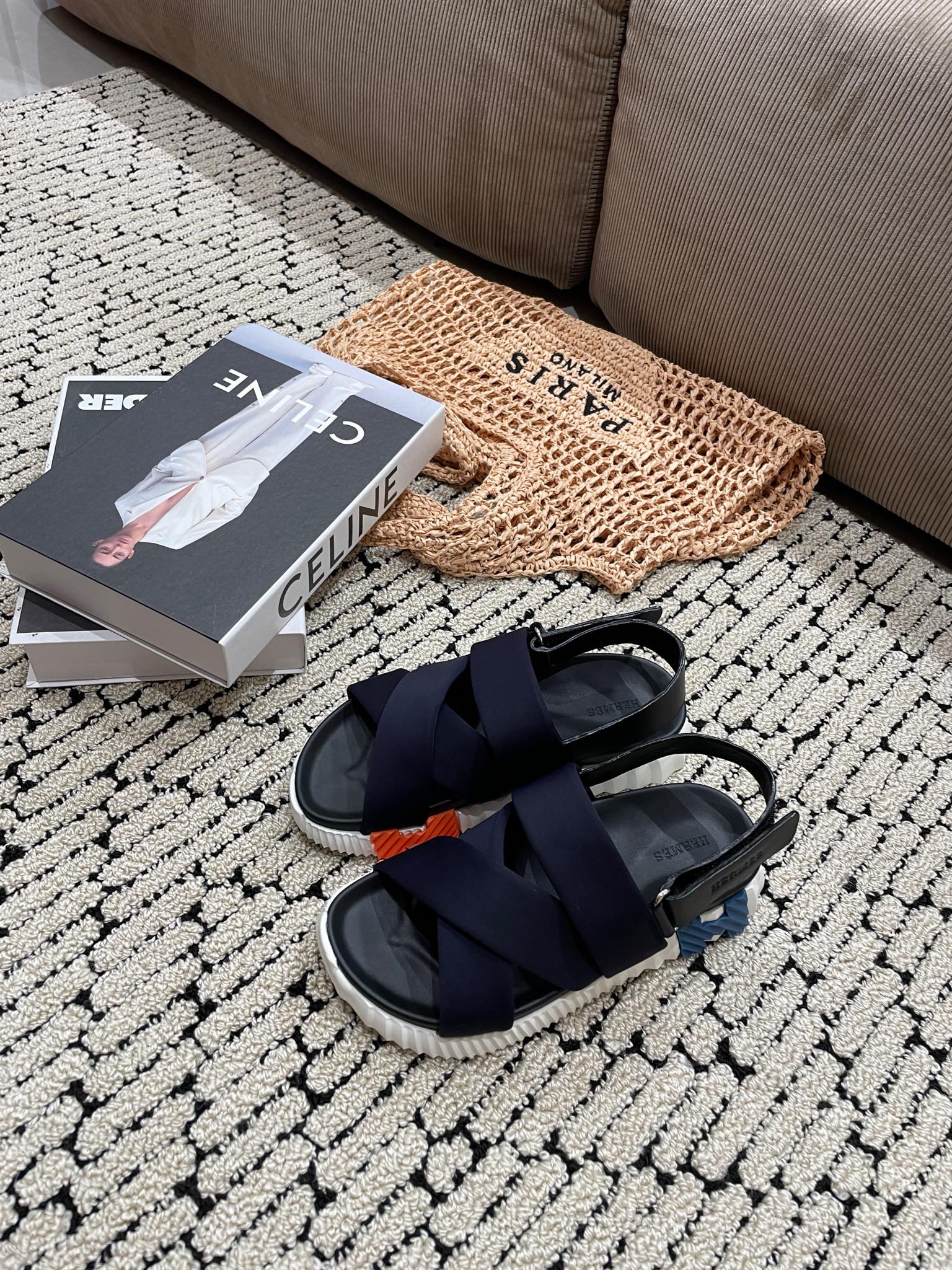 ELECTRIC SANDAL BLACK MIX CHARCOAL BLACK CALFSKIN、mysite、Cacoeks