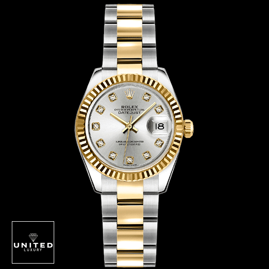 Rolex Datejust 179173 White Dial with Diamonds Replica Black Background