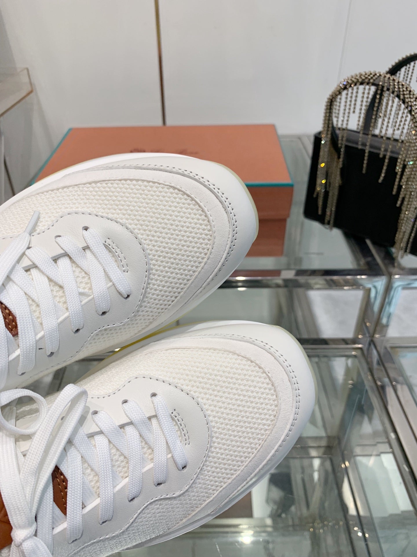 SNEAKER IN WHITE CANVAS MIX SUEDE WITH LAMBSKIN、mysite、Cacoeks