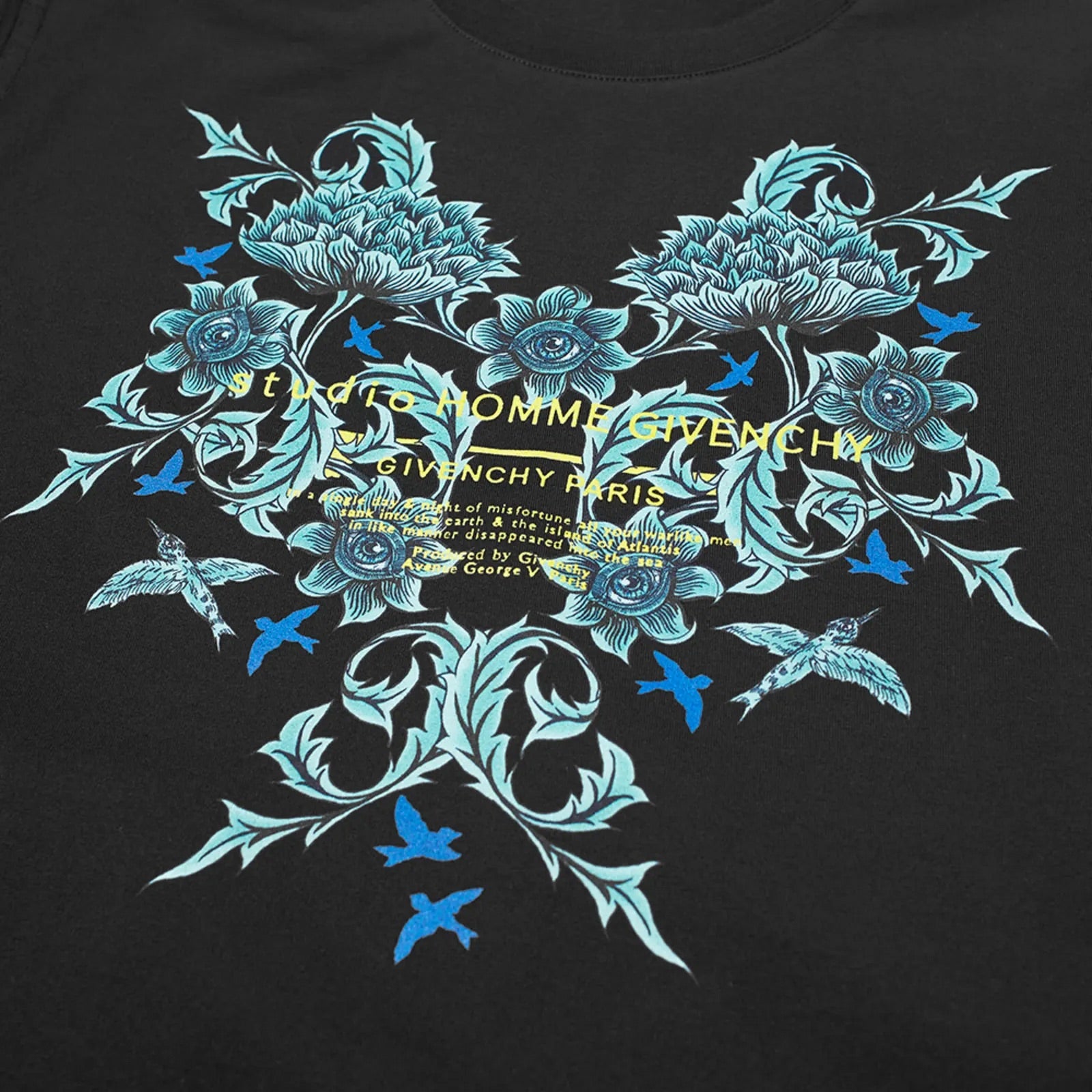Givenchy Studio Homme Floral Printed T-Shirt Black Regular Fit、mysite、Cacoeks