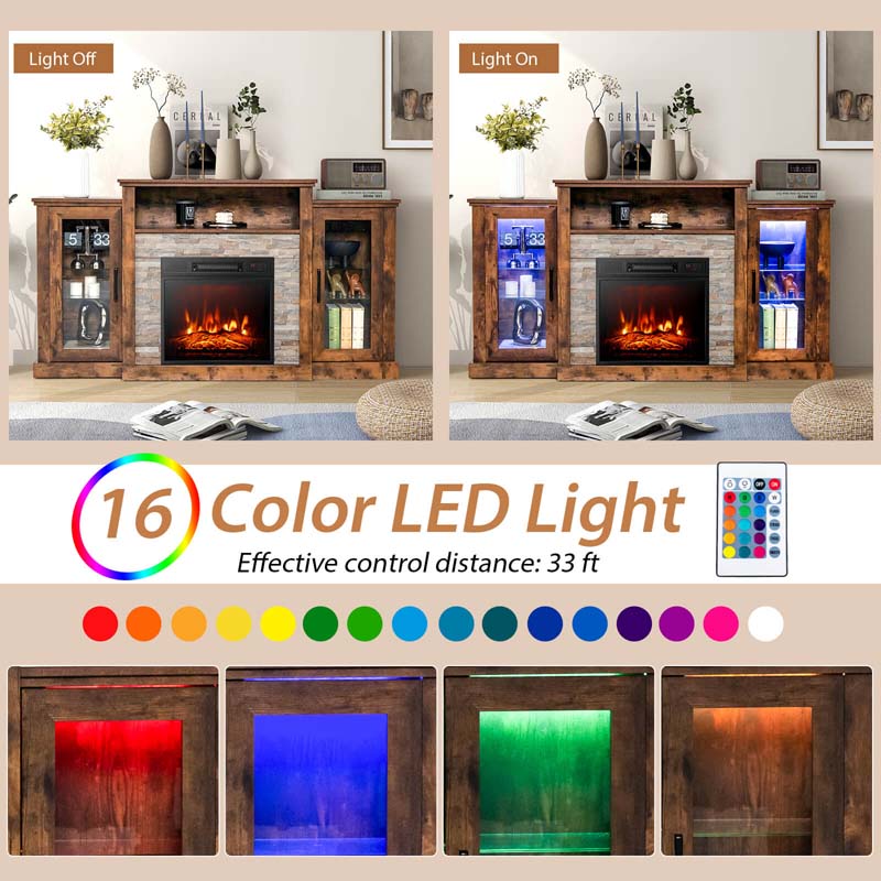 Eletriclife Fireplace TV Stand with 16-Color Led Lights for TVs up to 65 Inch
