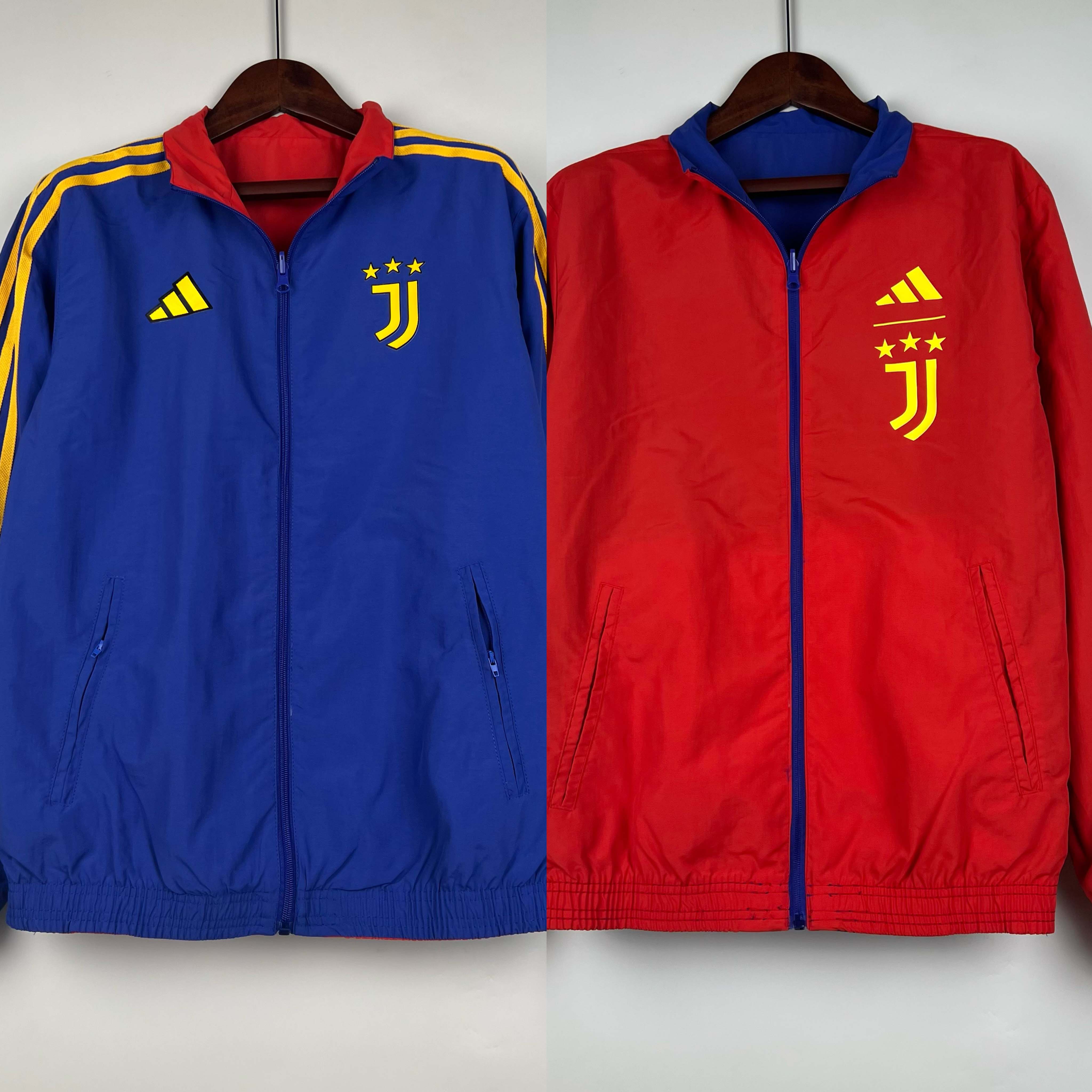 2023-2024 Juventus Reversible Windbreaker(Blue-red)Soccer Jersey 1:1 Thai Quality:football jersey mysite: unitedjerseyfootball 邓江浪:football