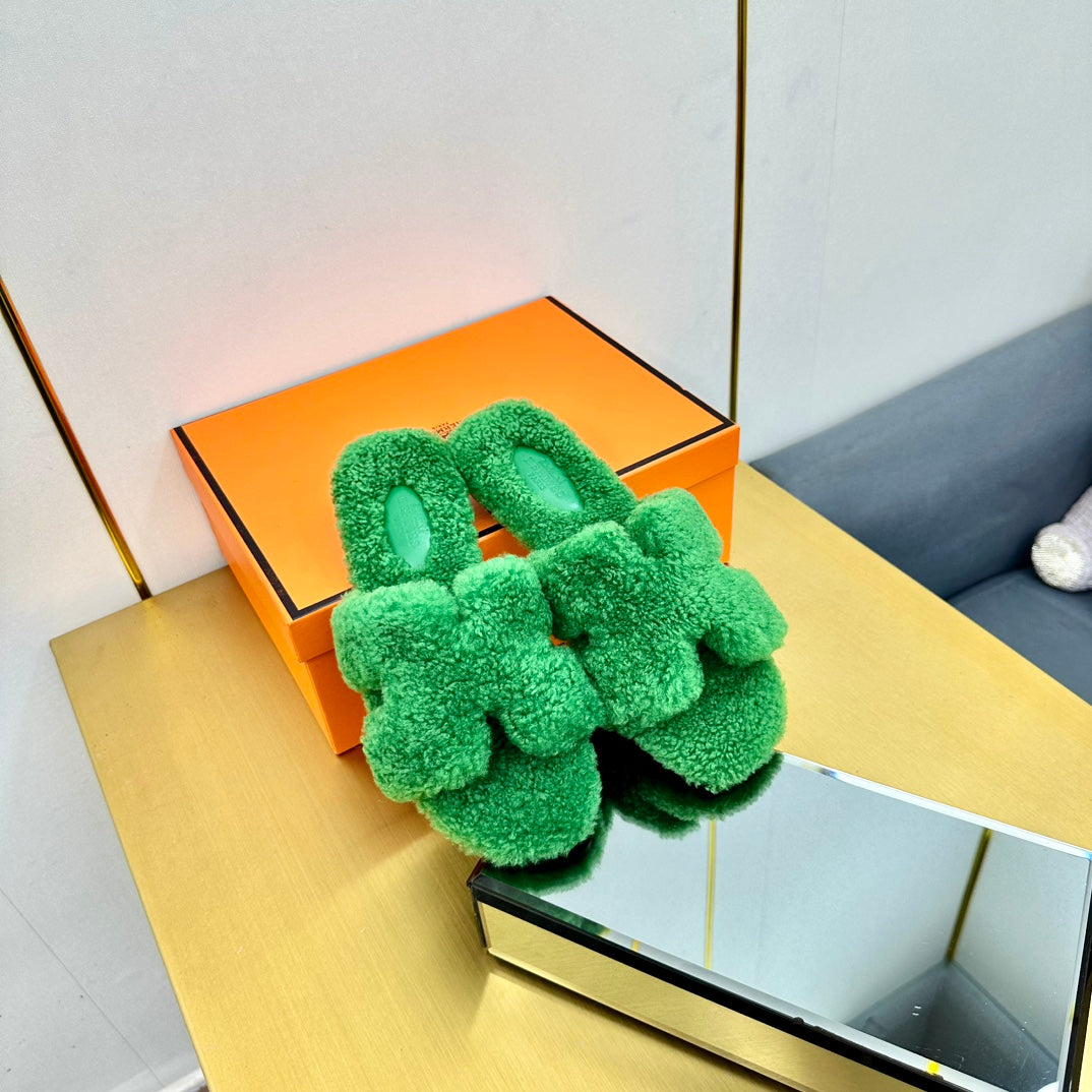 0RAN SHEARLING SANDALS EMERALD GREEN、mysite、Cacoeks