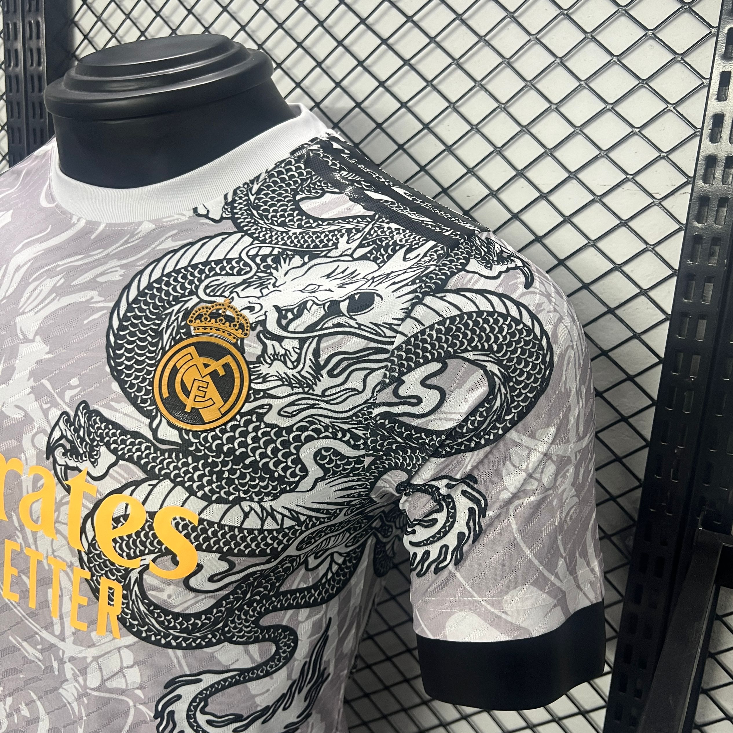 JerseysGala.com | Real Madrid 24-25 Black Dragon Special Edition Gray Jersey - Player Version -Customize Name, Number and Patch | Worldwide Shipping