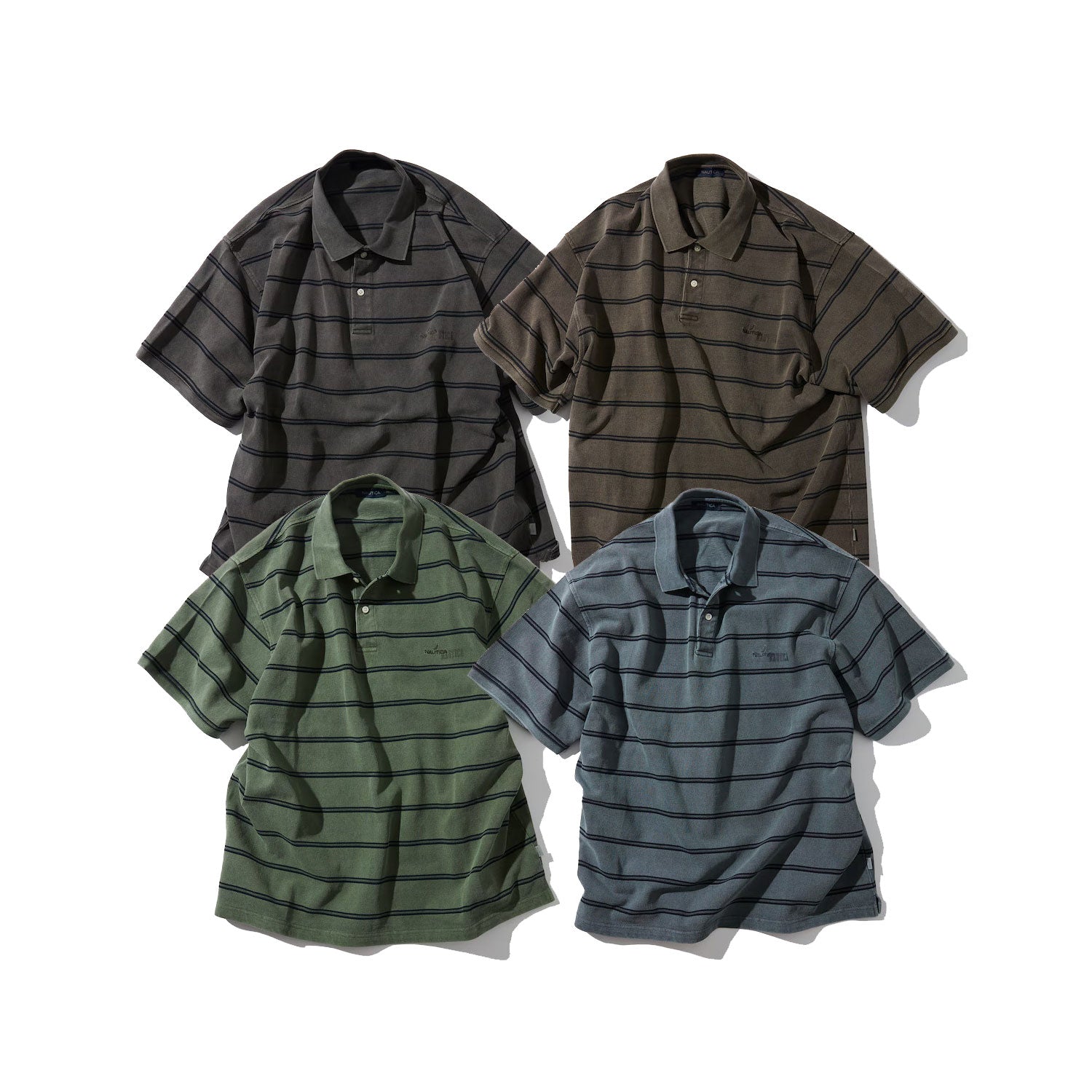 NAUTICA ( JAPAN ) New Over Dye Border Polo Shirt