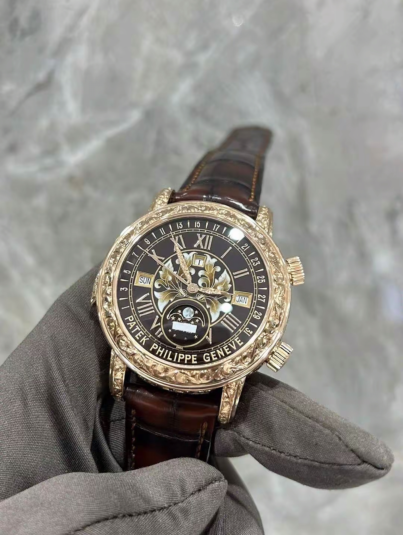 Patek Philippe Ref. 6002R-001 Super Clone Watch – Sky Moon Tourbillon Rose Gold Fake Replica
