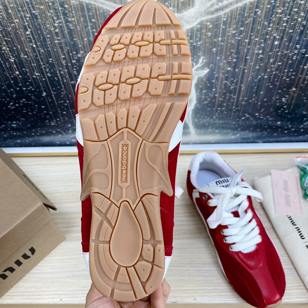 NB Red And Crimson Color Sneakers Cowhide、mysite、Cacoeks