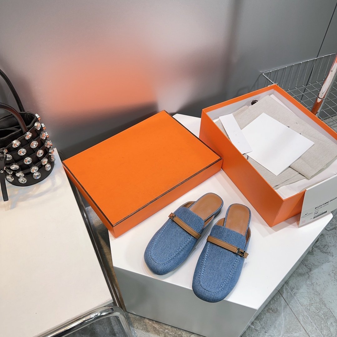 Lena Mule Blue Denim、mysite、Cacoeks