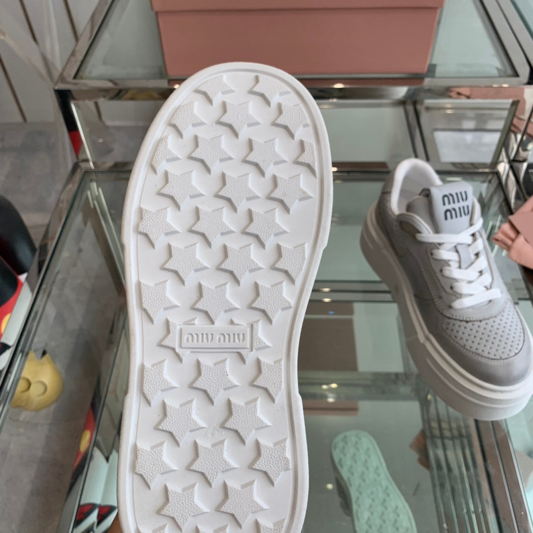 Sneakers Thick-soled Light Gray Cowhide、mysite、Cacoeks