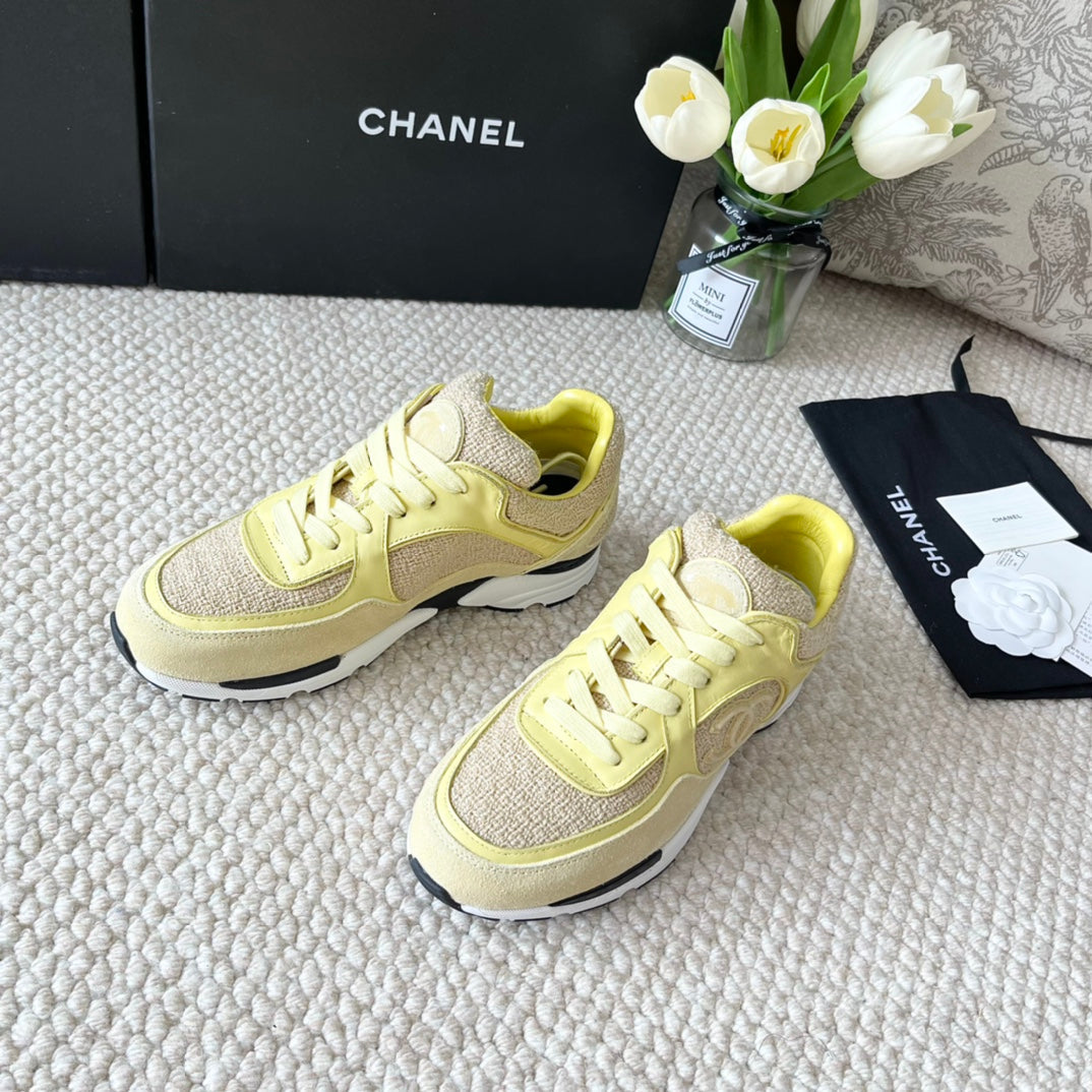 CC SNEAKER IN LIGHT YELLOW WOOL TWEED AND SUEDE、mysite、Cacoeks