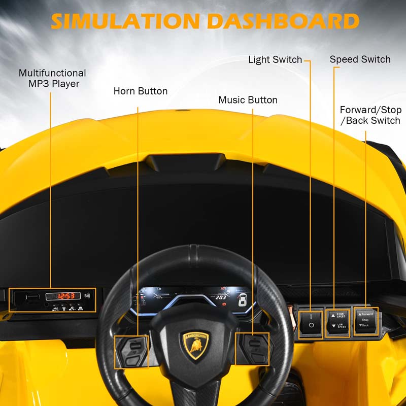 Eletriclife 12V Licensed Lamborghini Sian FKP 37 Kids Ride On Car