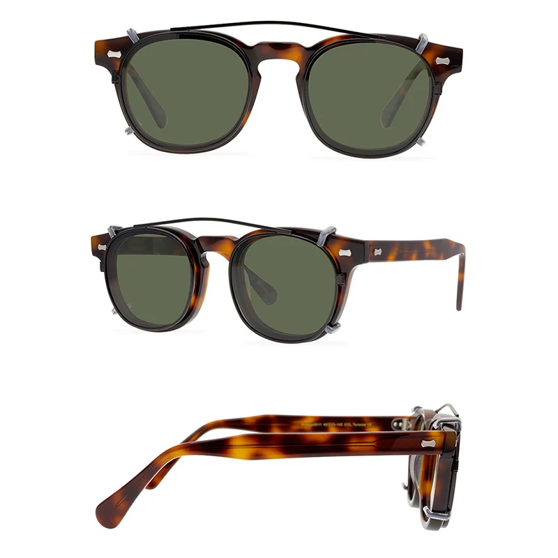 Belight Optical Handmade Quality Cool Vintage Retro Women Men UV400 Polarized Protection  Oculos Clip On Sunglasses 9511