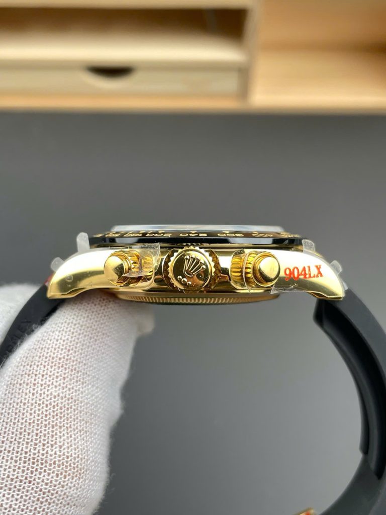 Đồng Hồ Rolex Daytona 116518 Replica 11 Mặt Vàng Champagne Dây Oysterflex Nhà Máy QF 40mm (2)