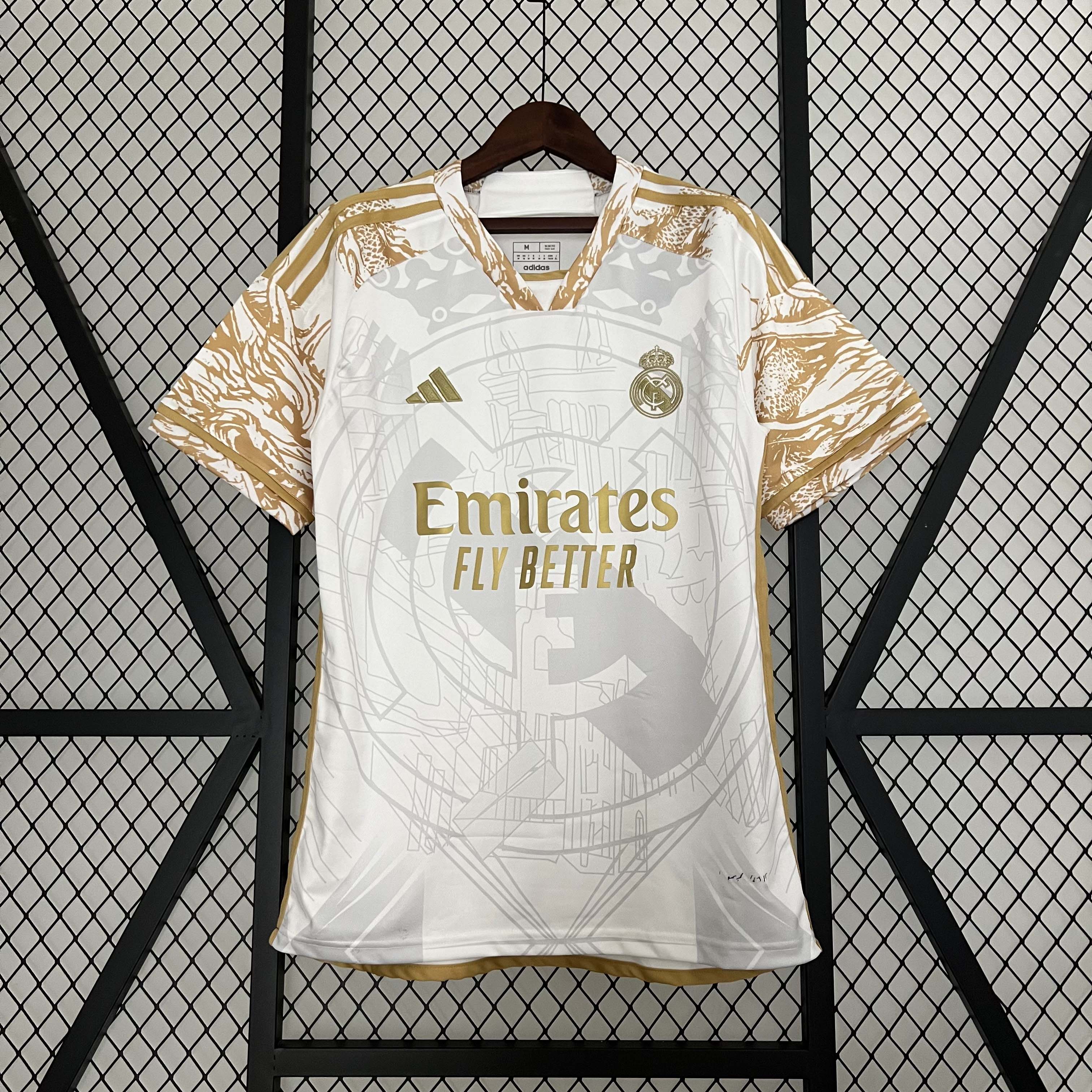2023/2024 Real Madrid Golden white dragon Special Edition Football Shirt1:1 Thai Quality:football jersey mysite: unitedjerseyfootball 邓江浪:football