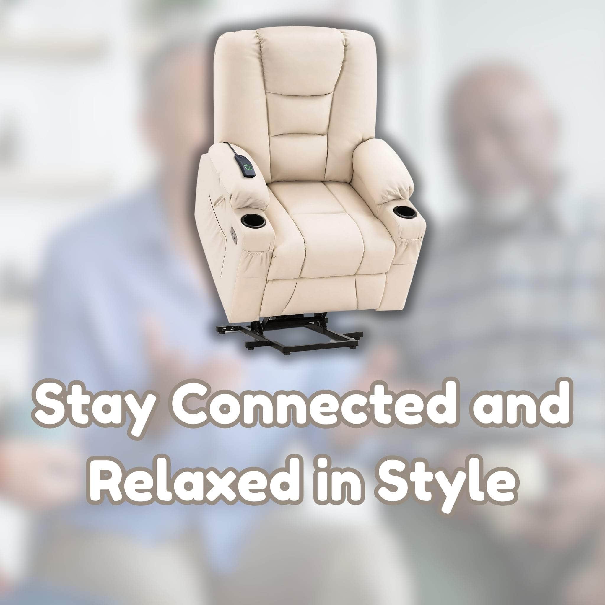 MCombo Power Lift Recliner Chair Massage and Heat: Stay Connected and Relaxed in Style