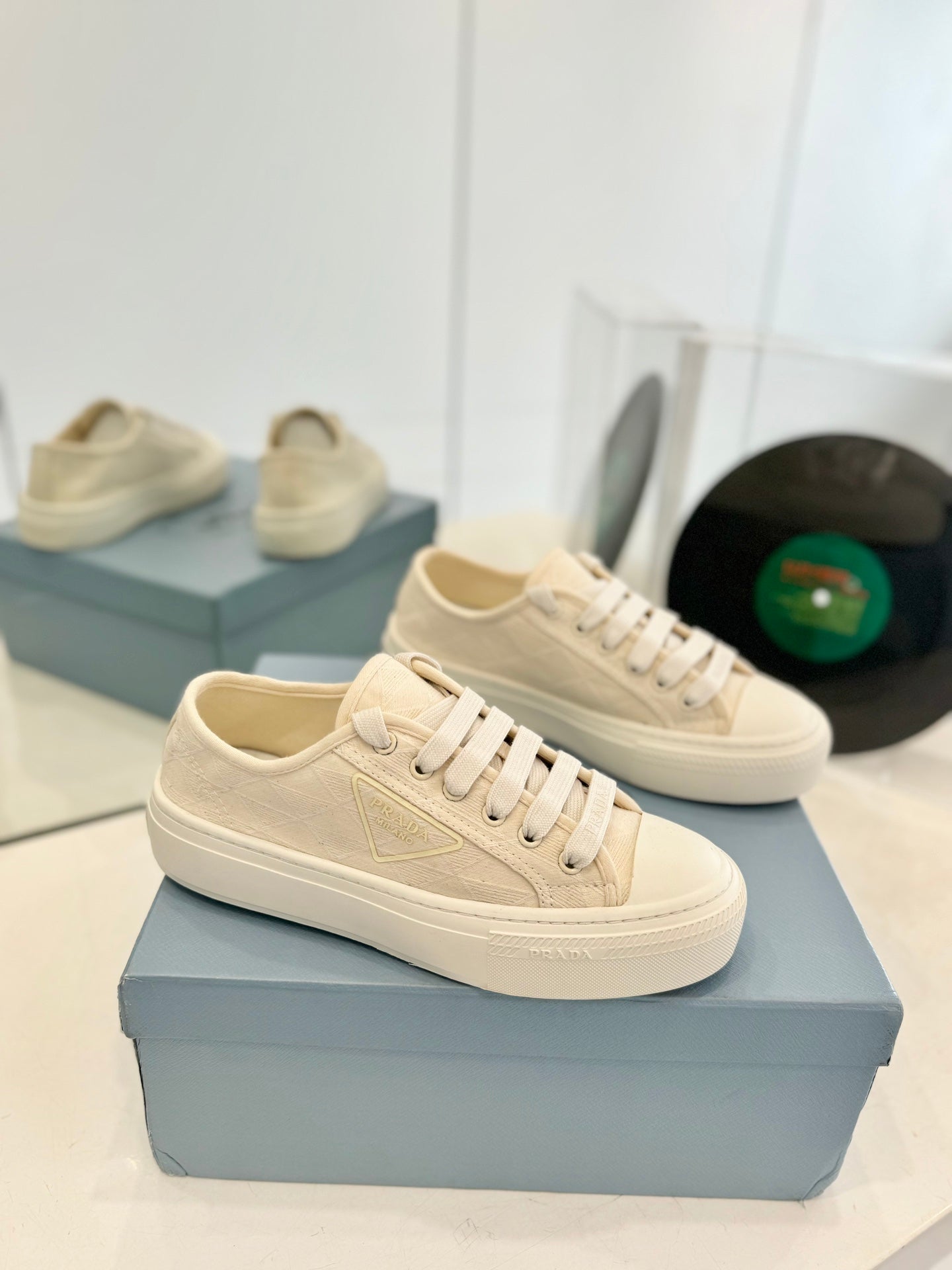 PRA PRINTED COTTON SNEAKERS BEIGE CANVAS、mysite、Cacoeks