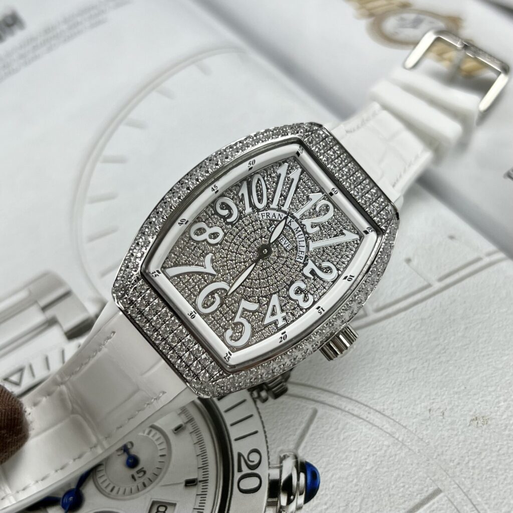 Đồng Hồ Franck Muller V32 Nữ Đính Full Đá Màu Trắng ABF 36mm (1)