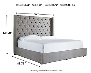 Sorinella Queen Upholstered Bed with 1 Large Storage Drawer, Gray, large