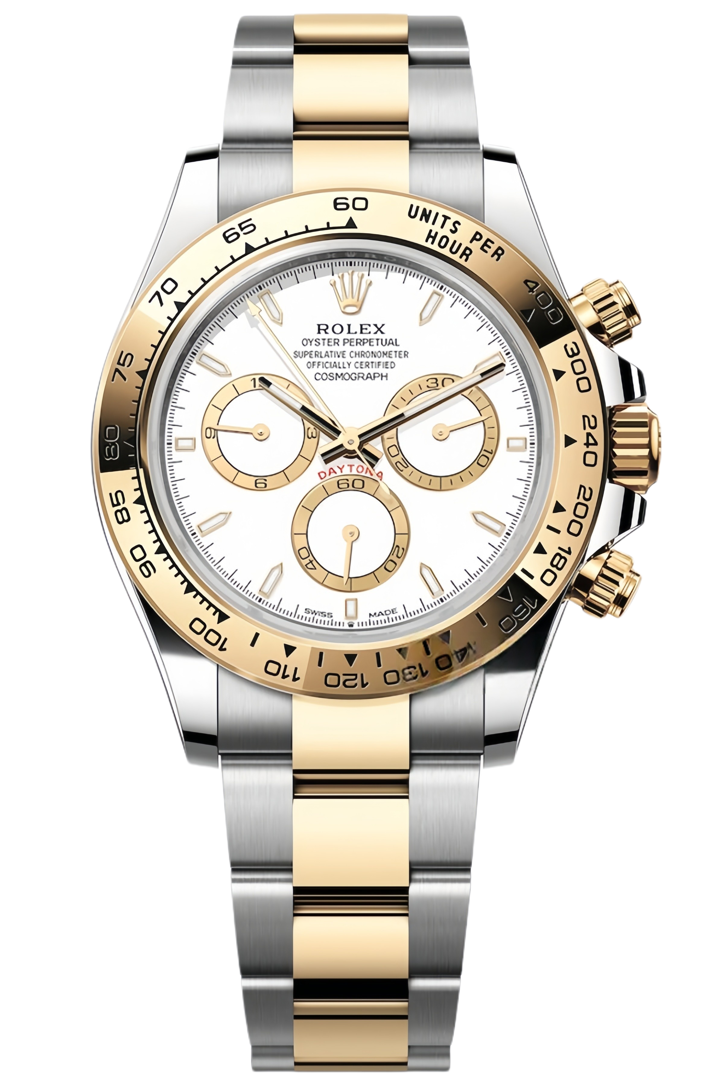 Rolex Daytona M126503-0001 Super Clone – White Dial Two-Tone Yellow Gold Swiss Replica Watch