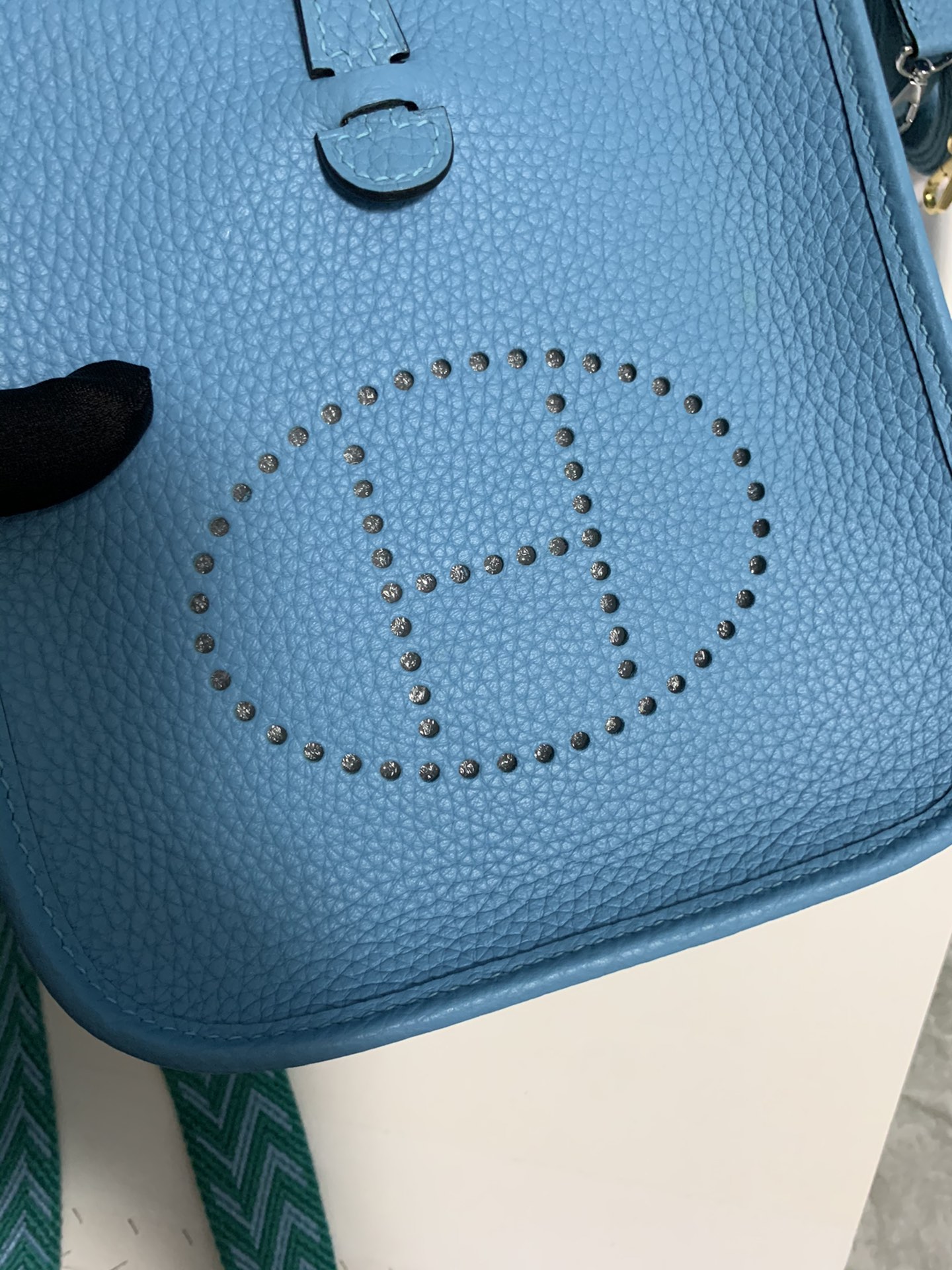 Replica Hermes Evelyne Mini Bag 17cm Original Togo Leather Light Blue-1