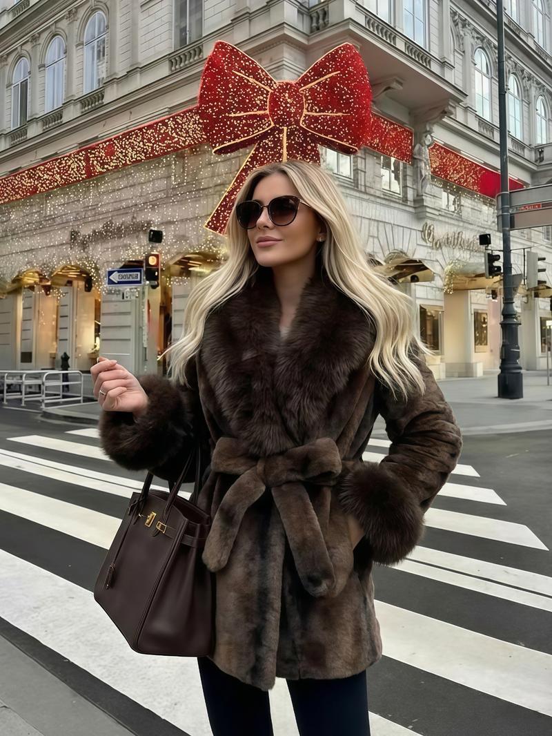 Women's Faux Fur Coat, Winter Fashion Long Sleeve Jacket, Casual Warm Outerwear, Stylish Daily Wear, Perfect for Cold Weather
