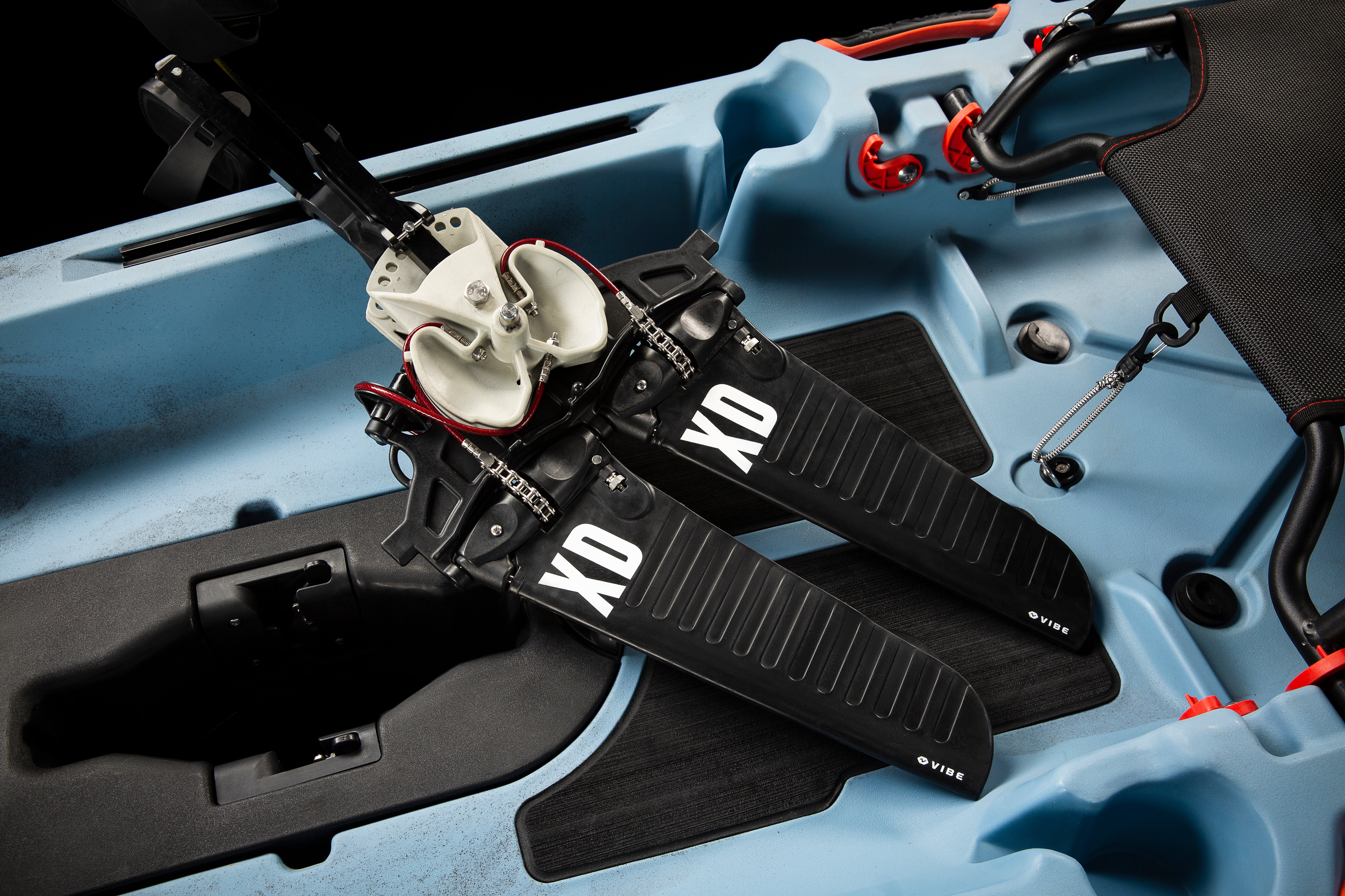 Vibe Makana 100 with X-Drive Pedal System Vibe Makana 100 with X-Drive resting on deck